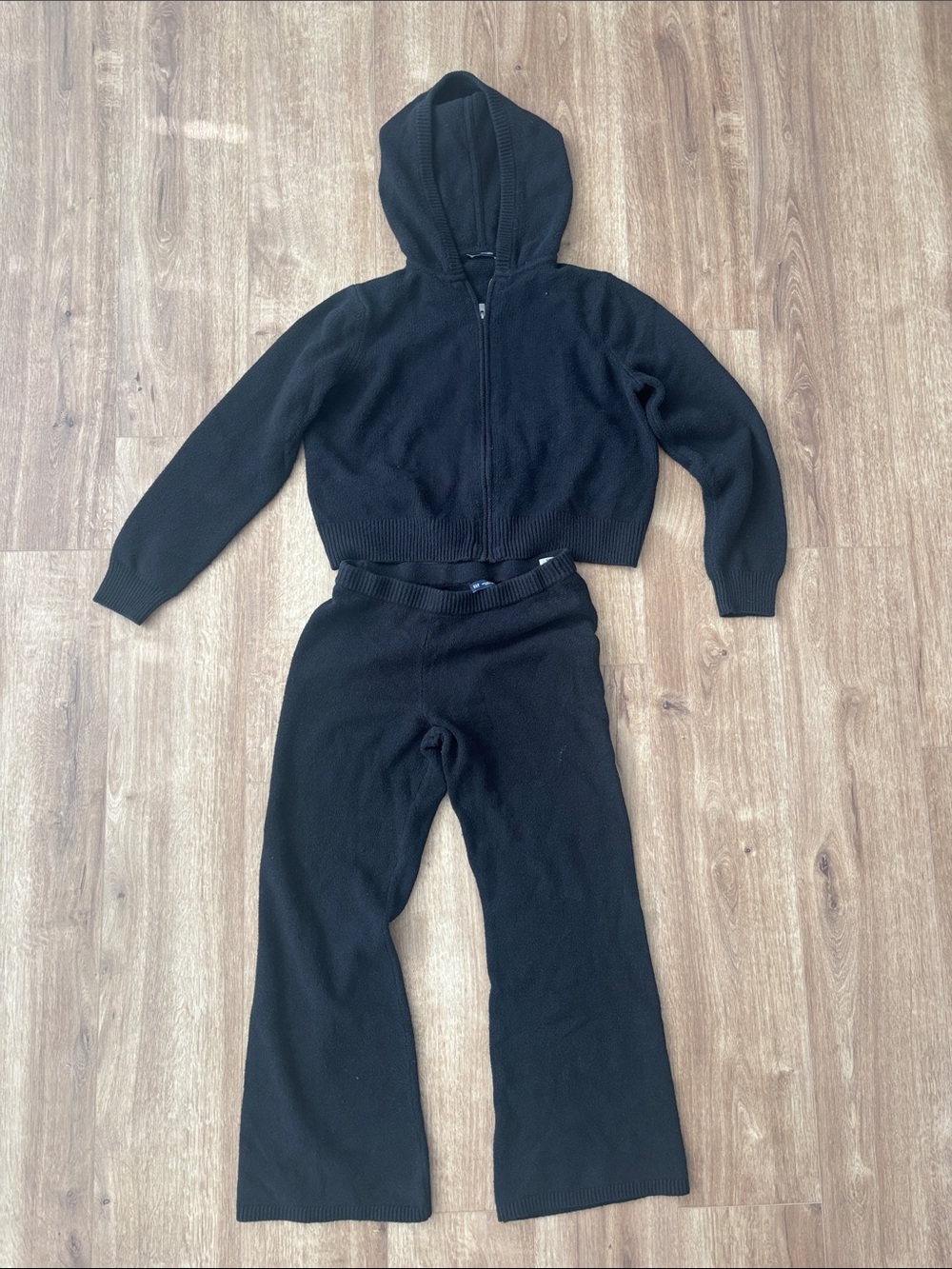 Black Women's Knit Hoodie & Wide-Leg Pants Set GAP cashsoft